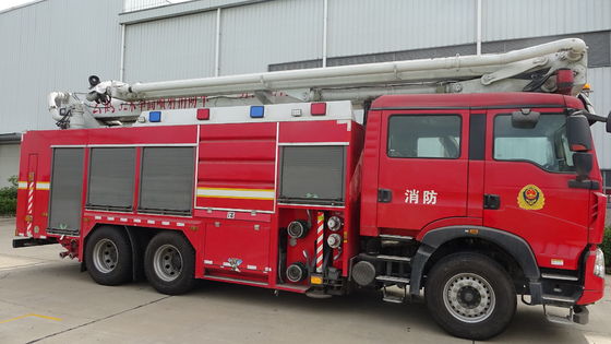 HOWO 324KW Water Tower Fire Truck 6X4 32 Meter Hydraulic Telescopic