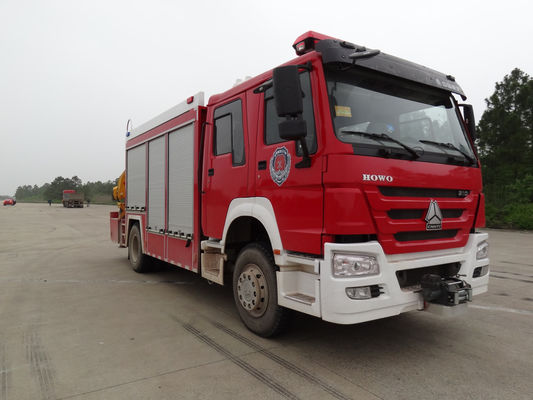 HOWO 228kw Emergency Rescue Fire Truck With XCMG 5T Crane Multifunctional